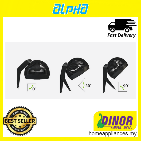 Alpha Motto Wall Fan 360 Black 8 Inches 3 Blades Dinor Kempas Jaya