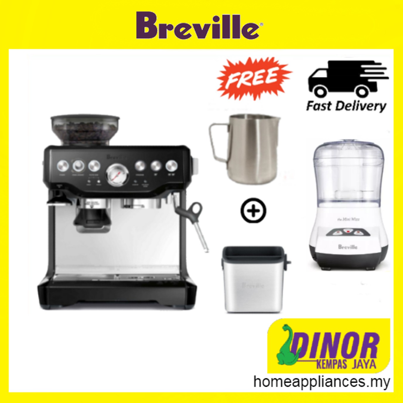 Breville Barista Express Espresso Coffee Machine BES870 Silver FREE ...