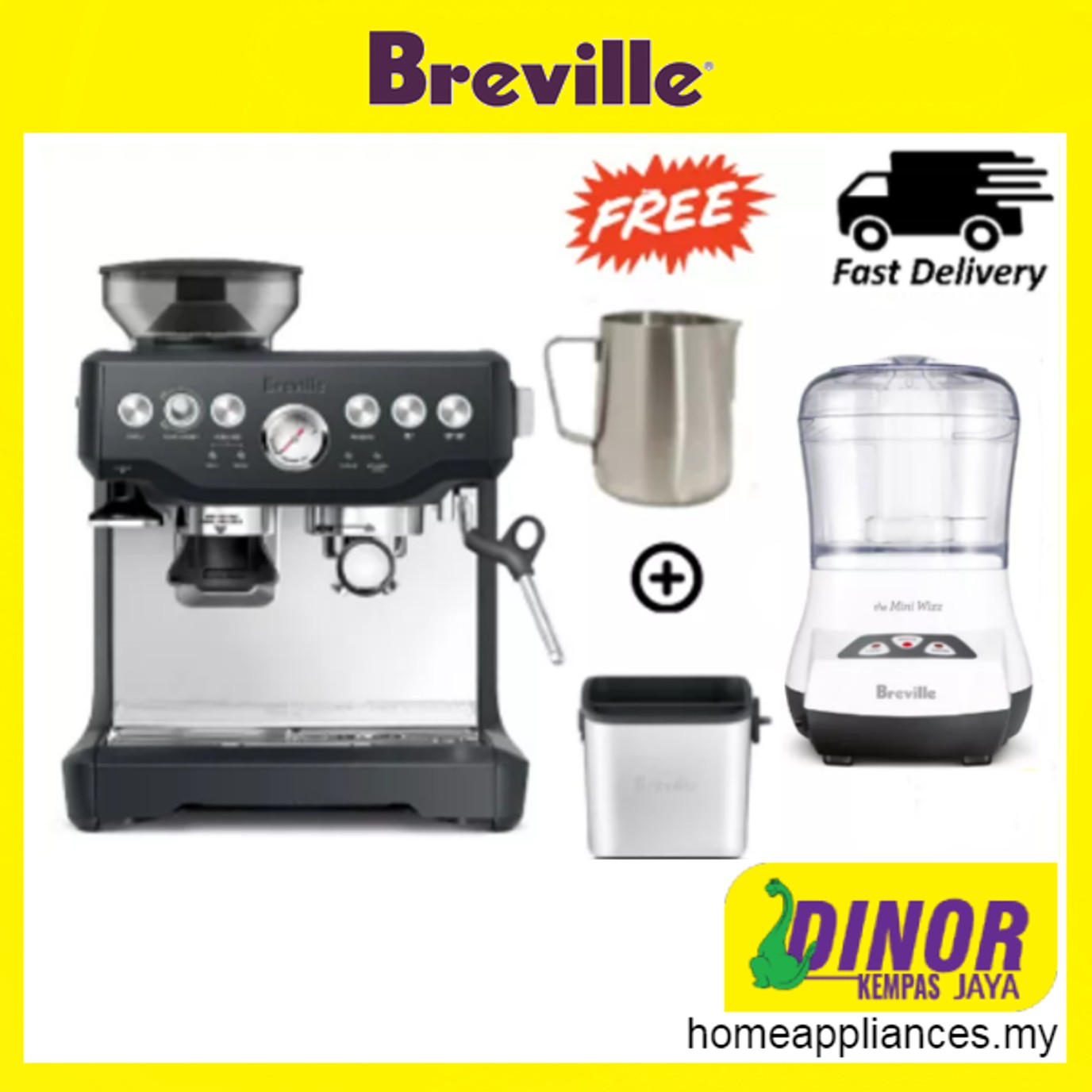 Breville Barista Express Espresso Coffee Machine BES870 Silver FREE ...