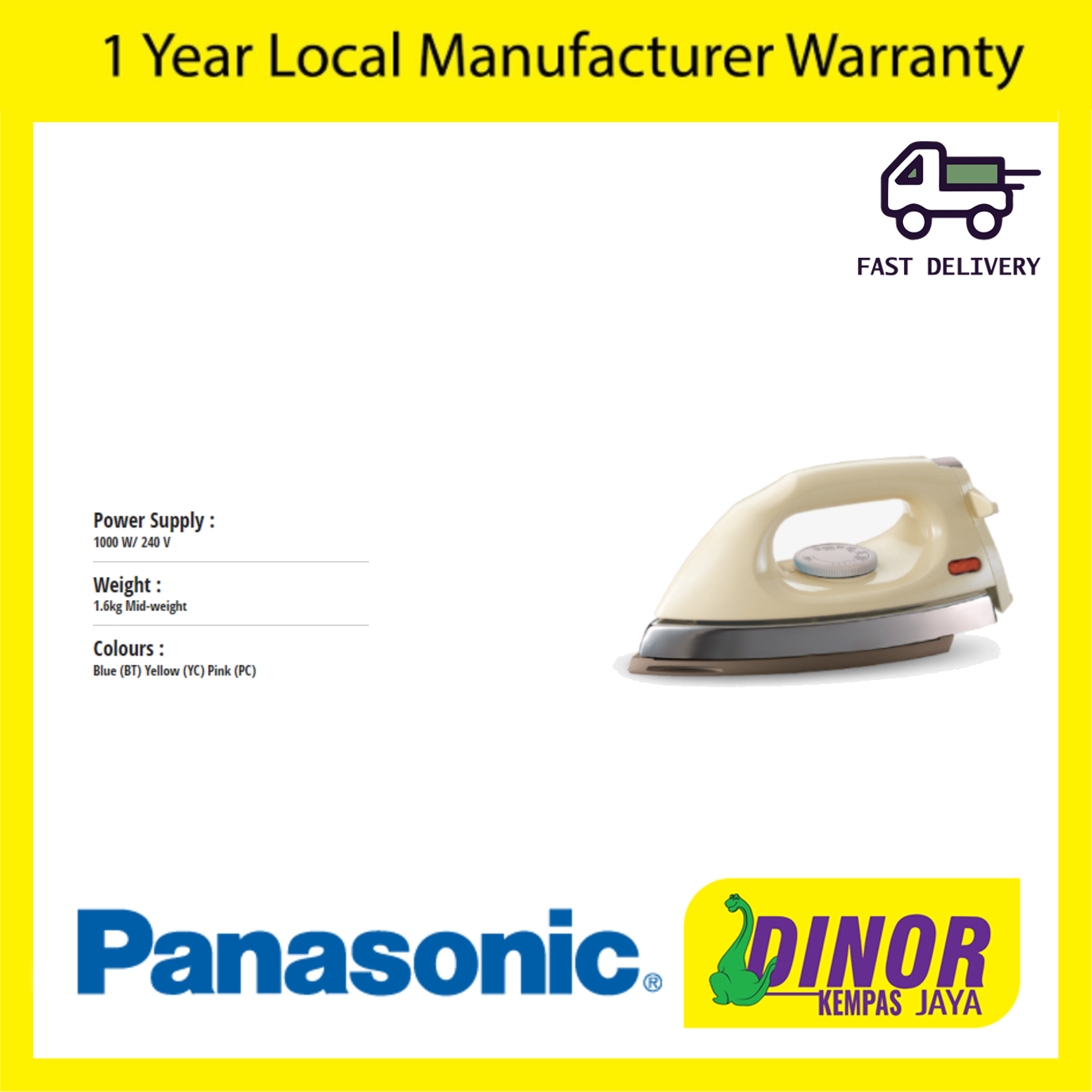Panasonic Non-Stick Dry Iron NI415EWT (Random Color) - Image 3
