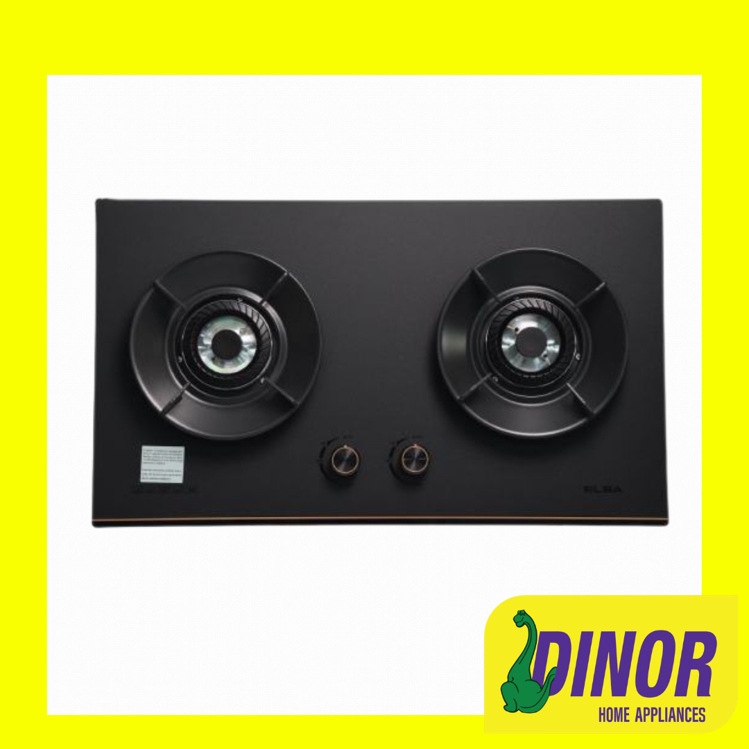 ELBA EGH-S8512G(GR) Built-in Gas Hob (2-Burner 5.0kW) Tempered Grey Glass Stove with Flame Failure Device | EGH-S8512G